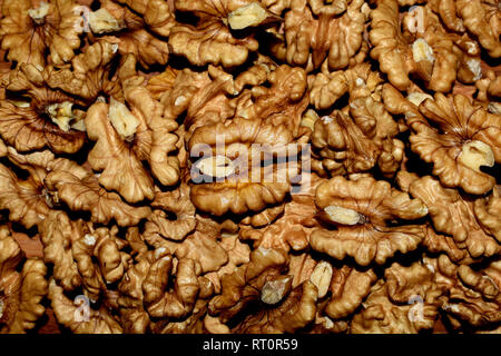 Close up of walnut kernels. Stock Photo