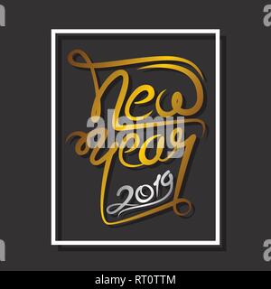 creative happy new year 2019 typography design Stock Vector