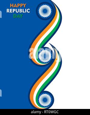 happy republic day of india illustration vector, using tricolor wave Stock Vector