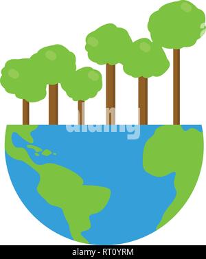 Isolated trees on an earth planet Stock Vector