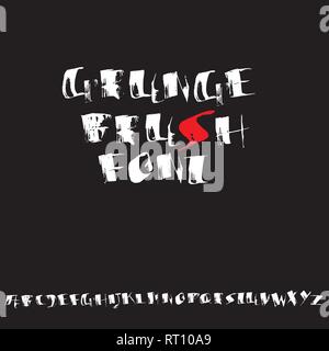 Grungy modern dry brush lettering. Handdrawn grunge ink font. Vector illustration. Stock Vector