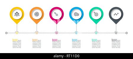 Circle label infographic with 6 steps. Stock Vector