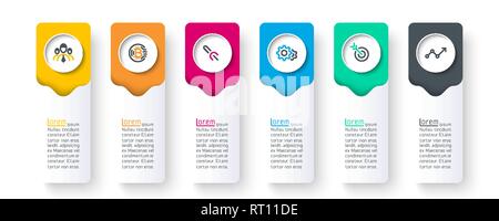 Business infographic with 6 steps. Stock Vector