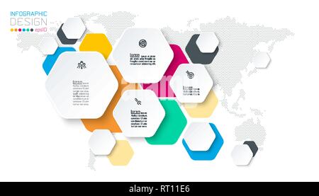Hexagon inforgraphics on vector graphic art. Stock Vector