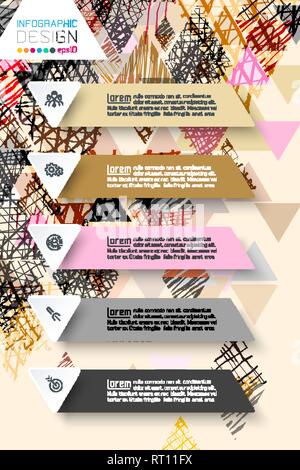 Infographics design on doodle abstract background in pastel tone. Stock Vector