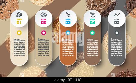 Infographics design on color circle abstract background. Stock Vector