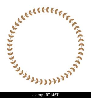 Greek round frame with olive tree leaves. Typical egyptian, assyrian and greek motives circle border. vector Stock Vector