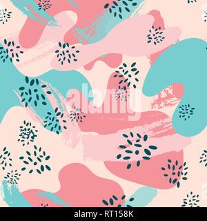 Abstract brushstroke background, colorful patter. Seamless pattern with brush strokes in fresh pastel colors. Stock Vector