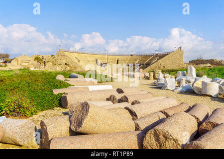 View of the Roman Theater in Caesarea National Park, Northern Israel Stock Photo