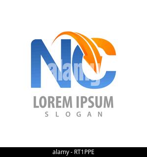 Initial letter NC arrow logo concept design. Symbol graphic template element Stock Vector