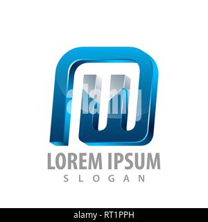 Square rounded initial letter W logo concept design. 3D style. Symbol graphic template element Stock Vector