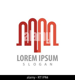 logo concept design. Rounded line. initial letter MM. Symbol graphic template element Stock Vector