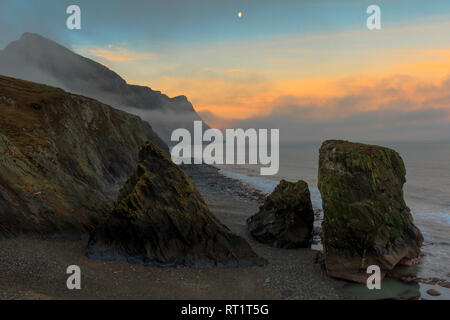 Sea stacks at Trefor on the Llyn Peninsula, Wales, at dawn Stock Photo