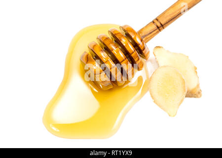 Homey and ginger slices on white background Stock Photo