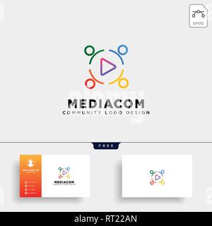 play button community logo template vector illustration icon element isolated - vector Stock Vector
