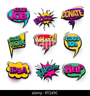 Comic text collection sound effects pop art style Stock Vector