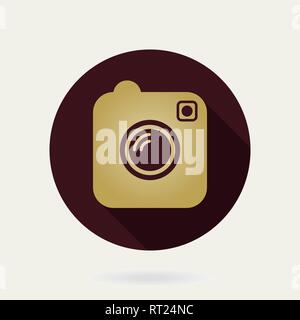 Camera Vector Flat Icon With Long Shadow Stock Vector