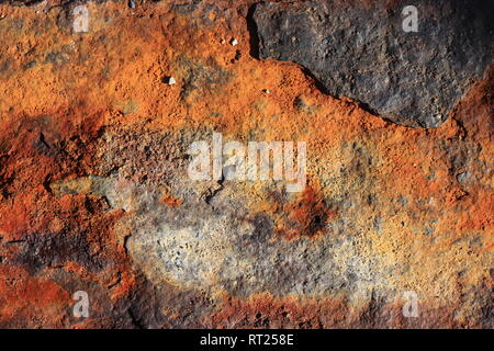 Detailed sea rusted macro closeup. Hard rust texture. Old corroded metal. Stock Photo