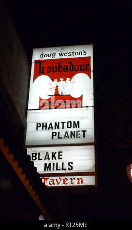 WEST HOLLYWOOD, CA - JUNE 14: A general view of marquee at Phantom Planet Concert on June 14, 2012 at the The Troubadour in West Hollywood, California. Photo by Barry King/Alamy Stock Photo Stock Photo