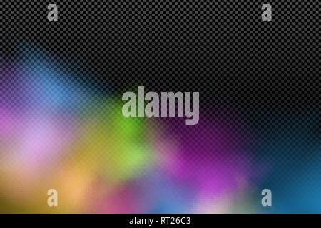 Colorful realistic cloud on a transparent background. Multicolored fog. Abstract modern stylish effect. Holi. Indian festival of colors. Vector illust Stock Vector