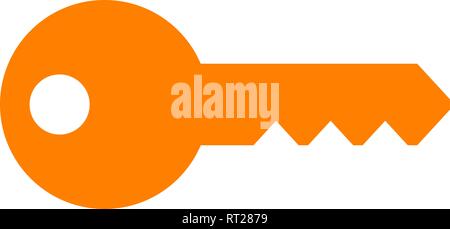 Key symbol icon - orange simple, isolated - vector illustration Stock ...
