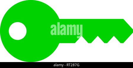 Key symbol icon - green simple outline, isolated - vector illustration ...