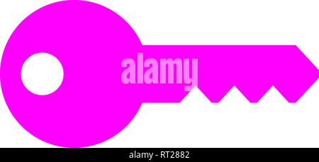 Key symbol icon - purple simple, isolated - vector illustration Stock Vector
