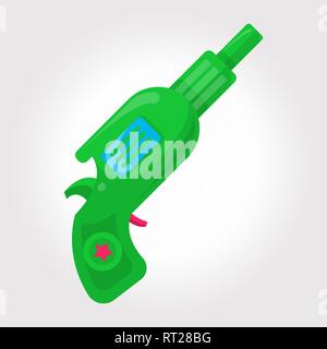 Green toy spray gun isolated on a white background. Vector illustration. Stock Vector