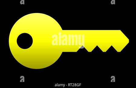 Key symbol icon - yellow gradient, isolated - vector illustration Stock ...