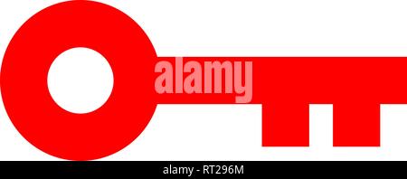 Key symbol icon - red simple, isolated - vector illustration Stock Vector