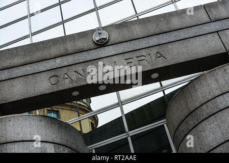 Buenos Aires, Argentina - Sept 7, 2016: Face of the Ministry of Foreign Affairs and Worship building. Stock Photo