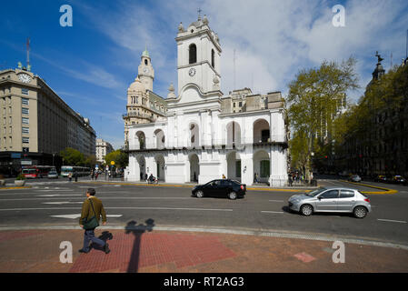 Buenos Aires, Argentina - Sept 15, 2016: Cabildo building view from Plaza de Mayo square. Stock Photo