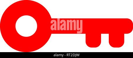 Key symbol icon - red simple, isolated - vector illustration Stock Vector