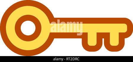 Key symbol icon - orange with outline, isolated - vector illustration ...
