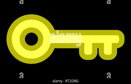 Key symbol icon - yellow with outline, isolated - vector illustration Stock Vector
