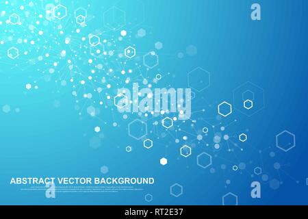 Abstract hexagonal background. Futuristic technology background in science style. Graphic hex background for your design. Vector illustration Stock Vector