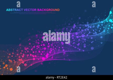 Scientific molecule background for medicine, science, technology, chemistry. Wallpaper or banner with a DNA molecules. Vector geometric dynamic Stock Vector