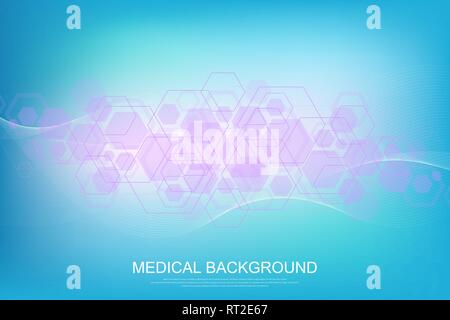 Abstract hexagonal background. Futuristic technology background in science style. Graphic hex background for your design. Vector illustration Stock Vector
