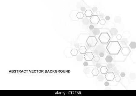 Scientific molecule background for medicine, science, technology, chemistry. Wallpaper or banner with a DNA molecules. Vector geometric dynamic Stock Vector