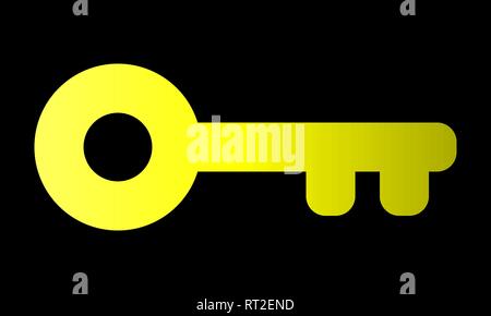 Key symbol icon - yellow gradient outline, isolated - vector ...