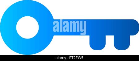 Key symbol icon - blue gradient outline, isolated - vector illustration ...