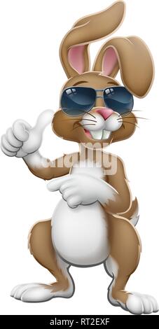 Easter Bunny Shades Rabbit Thumbs Up and Pointing Stock Vector