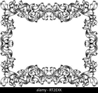 Frame Border Pattern Filigree Scroll Leaf Vintage Stock Vector