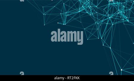 Abstract connections are in space. Background with connecting dots and lines. Connection structure. 3d render Stock Vector
