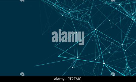 Abstract connections are in space. Background with connecting dots and lines. Connection structure. 3d render Stock Vector