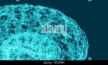 3d illustration of digital brain, abstract connections, concept of artificial intelligence and possibilities of mind Stock Vector