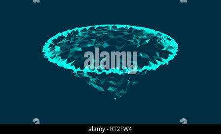 Abstract flat earth with polygons and are in space, background with connection structure, 3d render Stock Vector