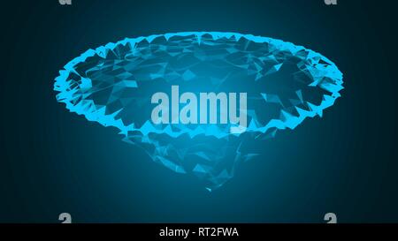 Abstract flat earth with polygons and are in space, background with connection structure, 3d render Stock Vector