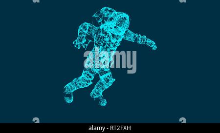 Abstraction with astronaut in the space, consisting of lines and shapes, connection wireframe concept, 3d render Stock Vector