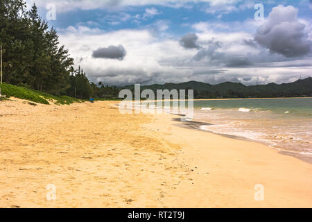 View of Lanikai Beach, Oahu, Hawaii Stock Photo